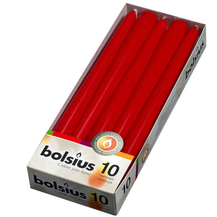 Sveces h-24.5cm,10gab,konusveida sarkanas