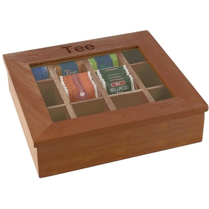 Tējas kaste 31×28cm h-9cm tumša koka