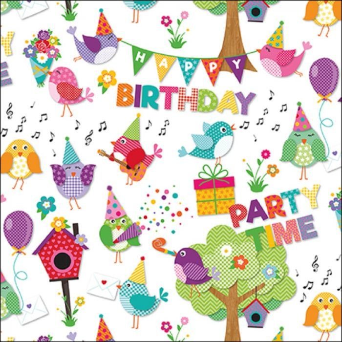 Salvetes 33cm 3-k. 20gab PARTY TIME WHITE
