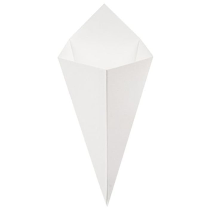 Papīra konuss uzkodām 15.7x26.8cm 230g 200gab balts