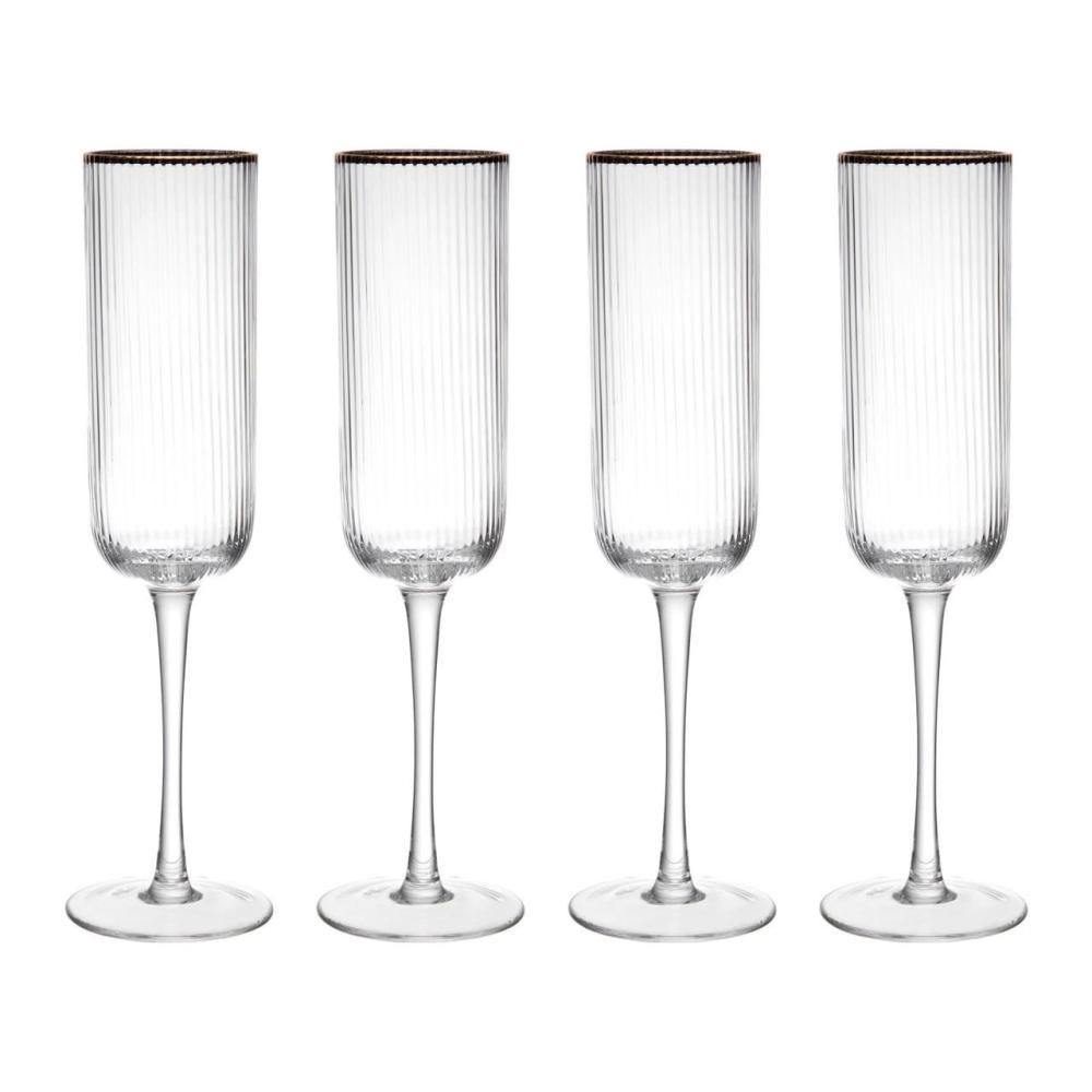 MIKASA SORRENTO ŠAMPANIEŠA GLĀZES 200ML, 4 GAB., kristalīns, Mikasa