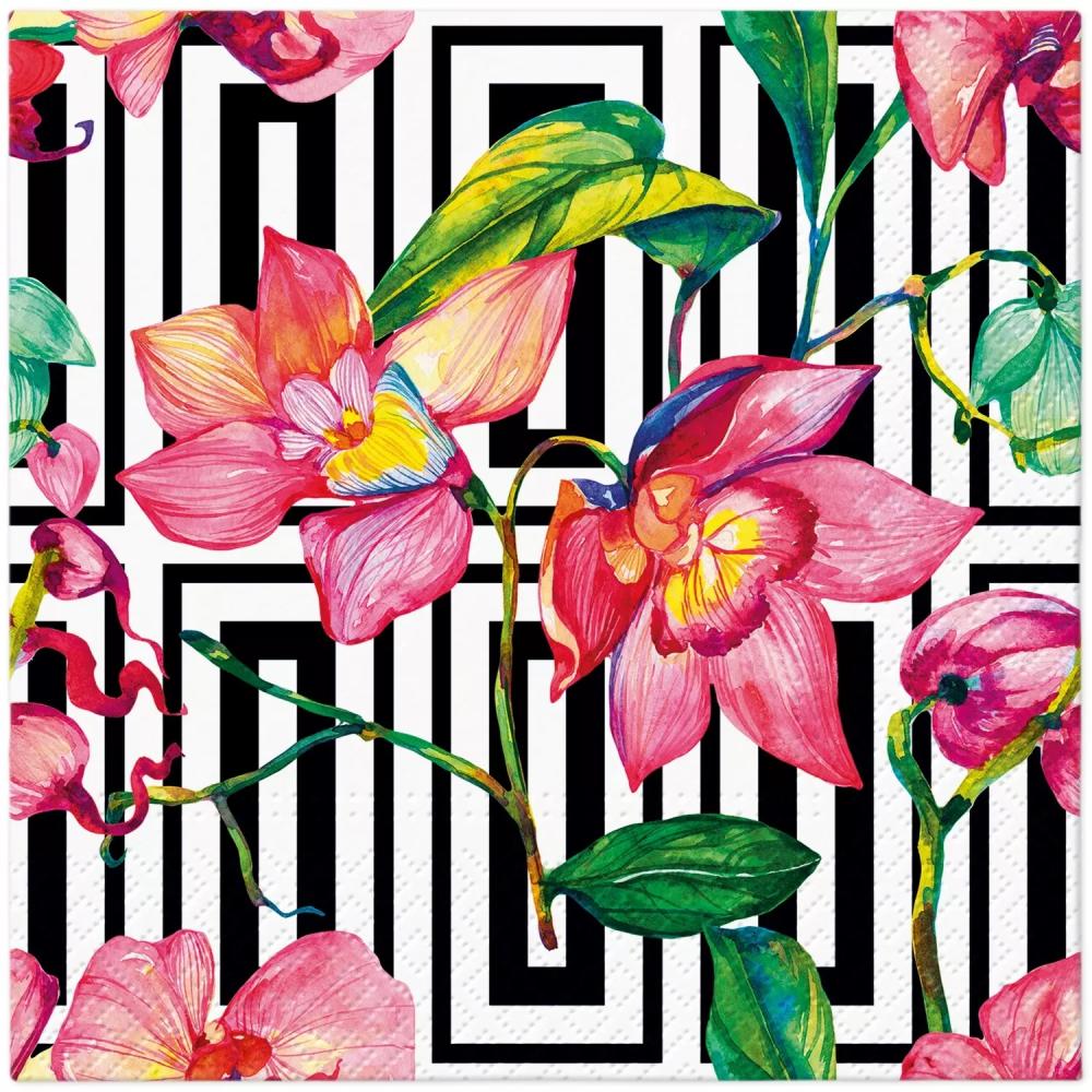 SALVETES 33x33CM, WILDFLOWER ORCHID, Paw Decor Collection
