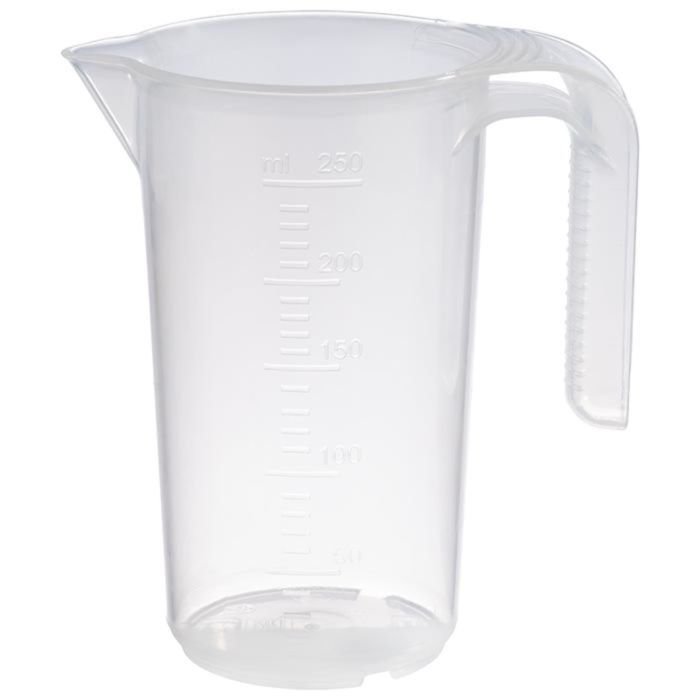 Mērkrūze 0.25L h-12cm ar iedaļām un atvērtu rokturi PP