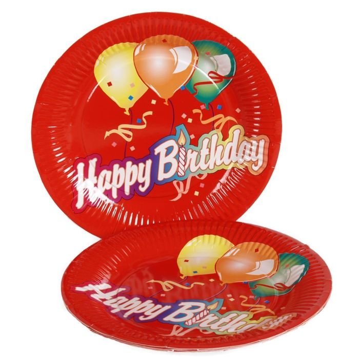 Šķīvji v/l papīra ø23cm 10gab HAPPY BIRTHDAY