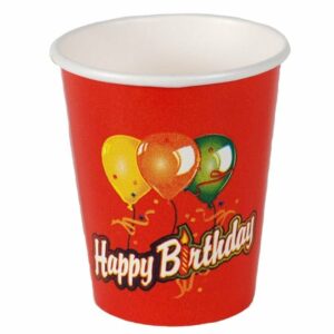 Glāzes v/l papīra 200ml 10gab HAPPY BIRTHDAY