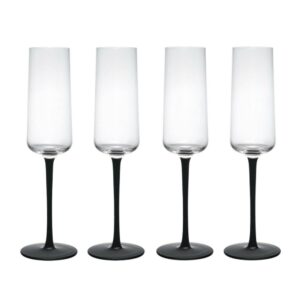MIKASA PALERMO ŠAMPANIEŠA GLĀZES 250ML, MELNA KĀJIŅA, 4 GAB., kristalīns, Mikasa