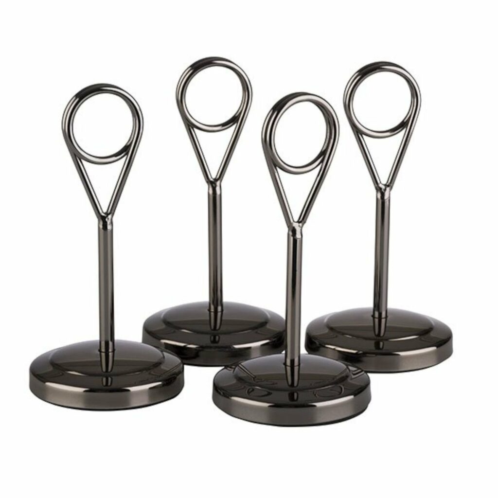 Galda karšu turētāji 4gab melni Ø 5cm h-10.5cm + 20 kartītes