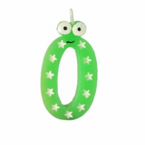 Jubilejas svecīte - cipariņš 0 h-9cm ar acīm dažādas kr.