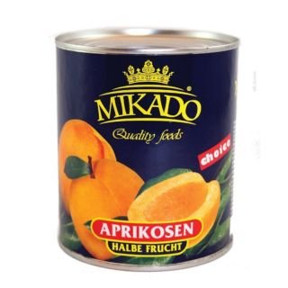 Aprikožu pusītes mizotas sīrupā 850ml/475g MIKADO