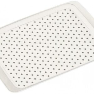 PAPLĀTE 35x26x2CM, AR NESLĪDOŠIEM PUNKTIEM, BALTA, PLASTMASAS, Kesper