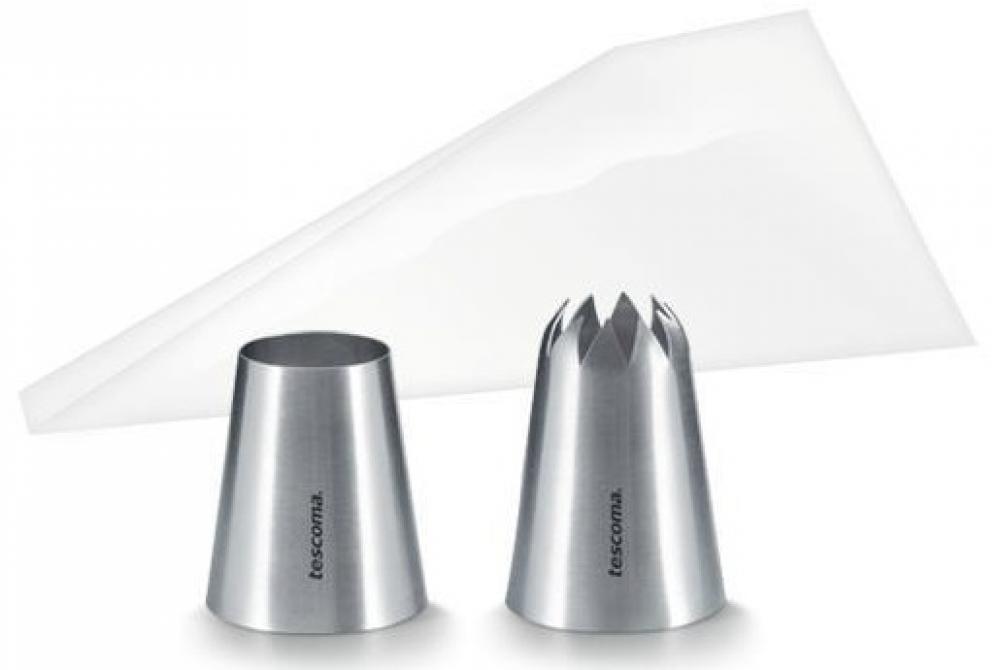 GRANDCHEF KŪKU DEKORĒŠANAS MAISIŅI 10GAB., 2 UZGAĻI, PLASTMASA/NER.TĒR., Tescoma