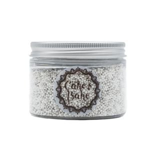 Dekori cukura pērlītes mini baltas, sudraba 130g CAKE&BAKE