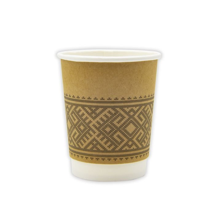 Glāzes v/l. papīra 200-250ml ORNAMENT ar dubulto sienu (vāki 80mm) 25gab.