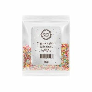 Dekori cukura krāsainas lodītes 30g CAKE&BAKE