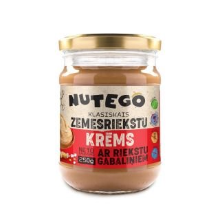 Zemesriekstu krēms ar riekstu gabaliņiem klasiskais 250g NUTEGO