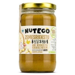 Zemesriekstu krēms ar riekstu gabaliņiem 100% (bez pievienota sāls un cukura) 350g NUTEGO