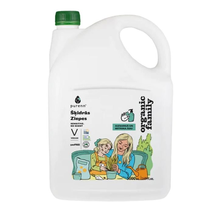 Šķidrās ziepes ar alveju un kliņģerīšu ekstraktu jūtīgai ādai,bez aromāta 5L