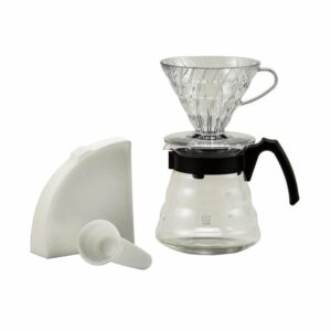 Hario V60-02 fltra kafijas komplekts, caurspīdīgs (filtrs + servants + 40 filtri,)