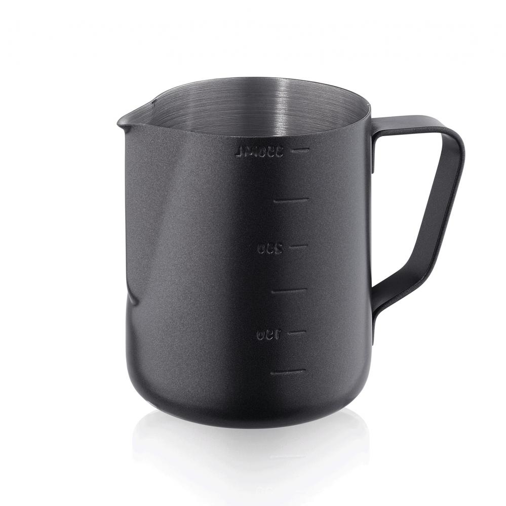 KRŪZE 600ML, H11CM, AR TEFLONA KLĀJUMU UN ĀRĒJO SKALU, MELNA, TĒRAUDS, WAS