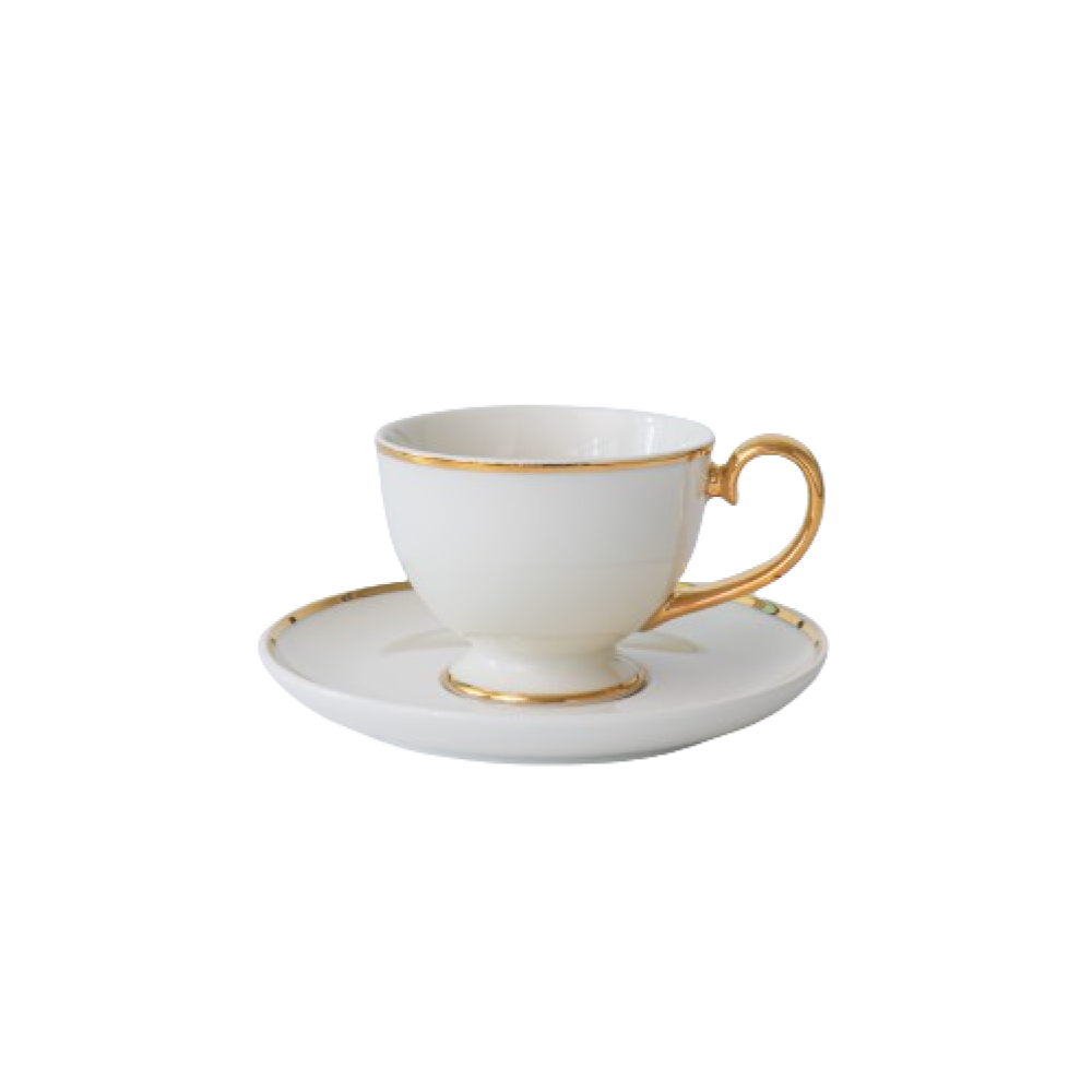 PRIMA GOLD TASE UZ KĀJAS 90ML, AR APAKŠTASI 12.5CM, Quality Ceramic