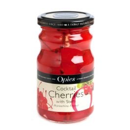 Sarkani kokteiļķirši 225g/125g ar kātiņiem