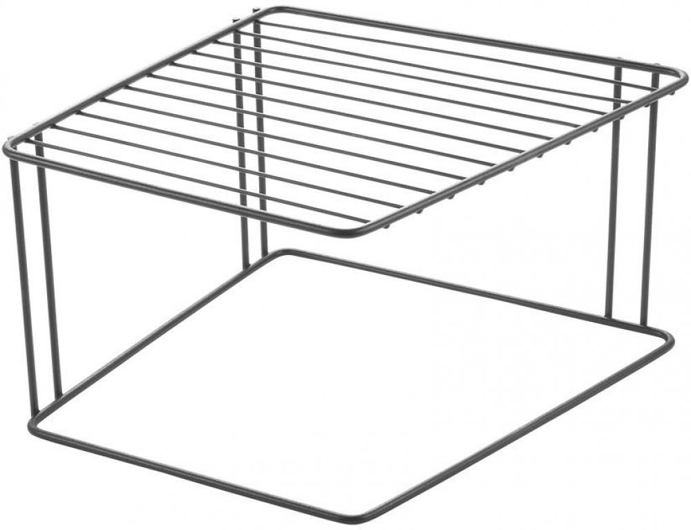 LAVA BOXE STŪRA PLAUKTS 25x25x15CM, MELNS, NER.TĒR., Metaltex