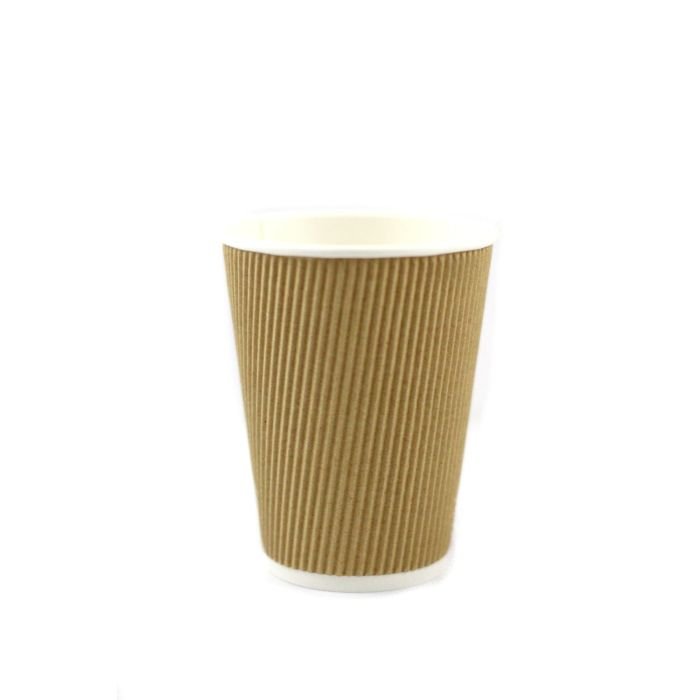 Glāzes v/l. papīra 300-350ml rievotas/brūnas (vāki 90mm) 25gab