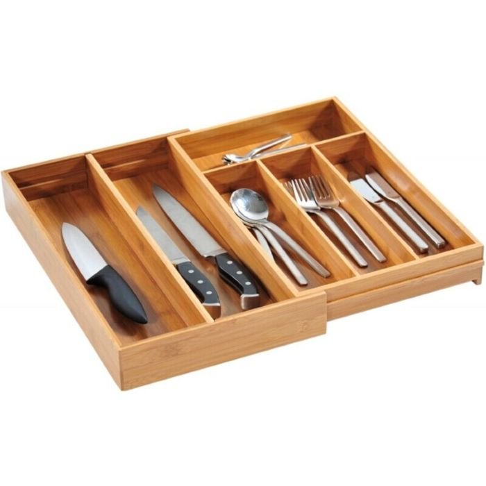 Galda piederumu kaste 26-49x43cm h-6cm koka