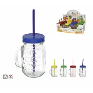 Krūze stikla. 400ml s/d ir šiaudeliu 2617