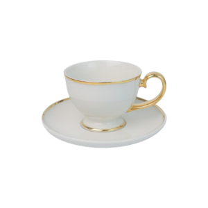PRIMA GOLD TASE UZ KĀJAS 220ML, AR APAKŠTASI 16CM, Quality Ceramic