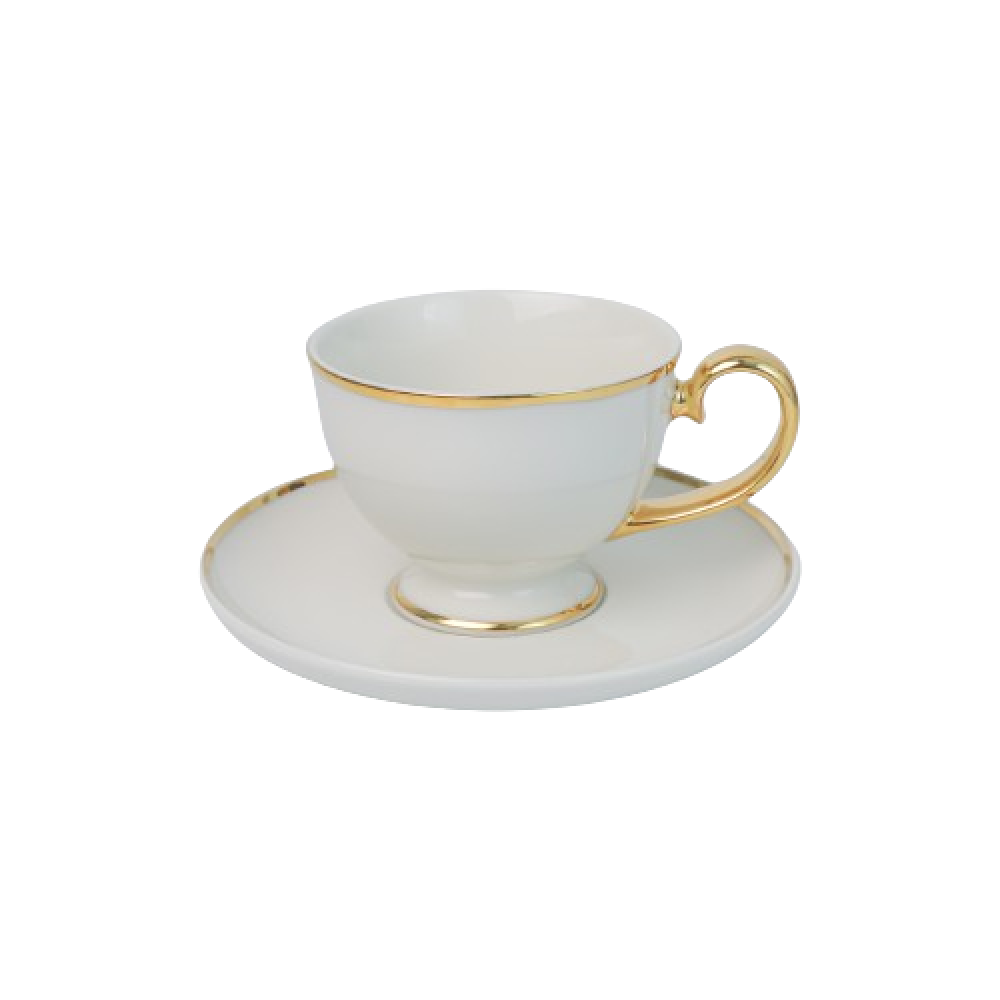 PRIMA GOLD TASE UZ KĀJAS 220ML, AR APAKŠTASI 16CM, Quality Ceramic