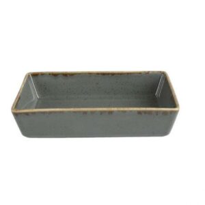 SEASONS tumši pelēks taisnstūrveida šķīvis ar malām 16x11cm, Porland