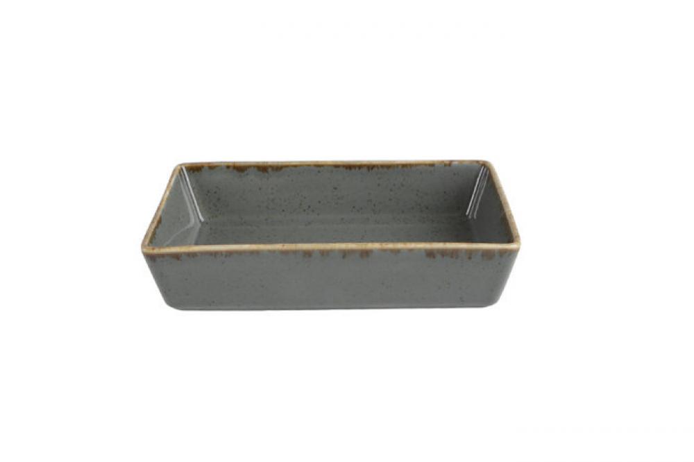 SEASONS tumši pelēks taisnstūrveida šķīvis ar malām 16x11cm, Porland