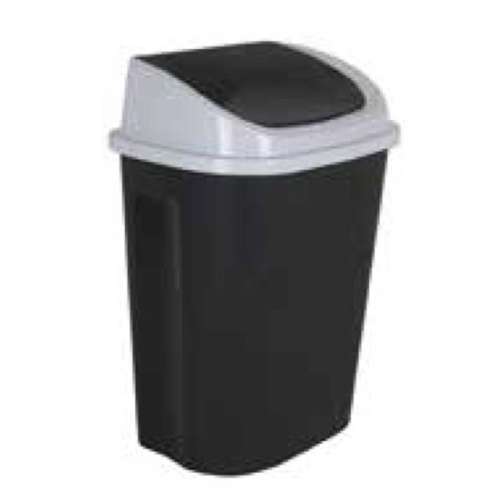 Atkritumu tvertne 25L PP ar vāku 34.5x24cm h-47cm melna VN