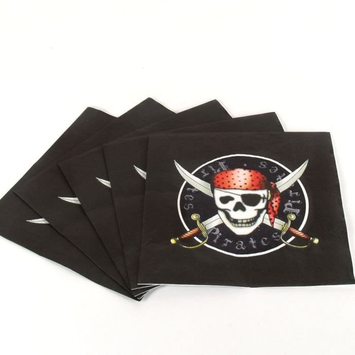 Salvetes 33cm 3-k 20gab PIRATES melns/sarkans