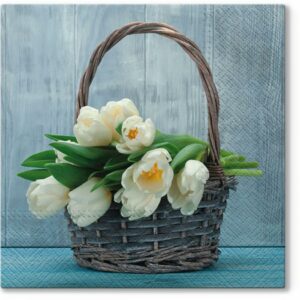 SALVETES 33x33CM, TULIPS IN THE BASKET, Paw Decor Collection