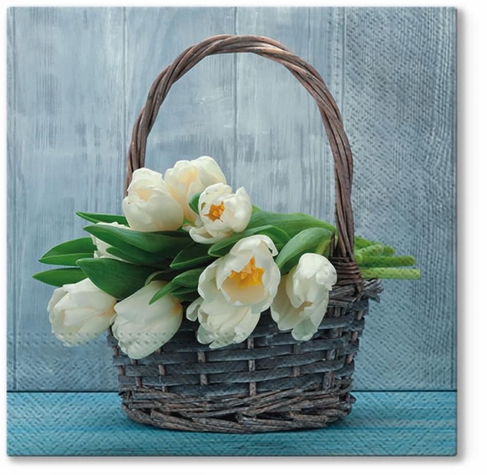 SALVETES 33x33CM, TULIPS IN THE BASKET, Paw Decor Collection
