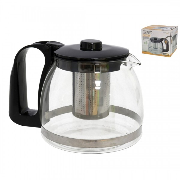 Tējkanna stikla. 1.25L ar met. sieteliu HERBAL