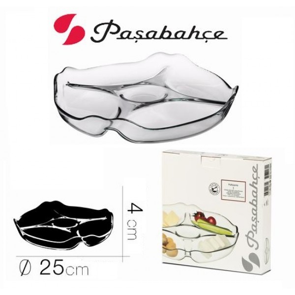 Šķīvis serviravimui stikla. 25cm 5d užkandžiams