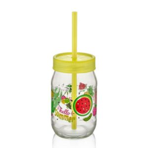 Krūze- stiklainis ar šiaudeliu 370ml C-162