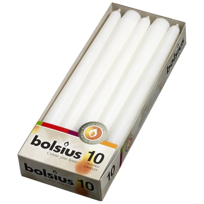 Sveces h-24.5cm,10gab,konusveida,baltas