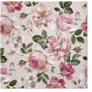 SALVETES 33x33CM, ROSES GLORY CREAM, Paw Decor Collection