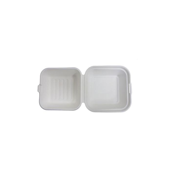 Kārbas v/l BIO hamburgeriem 15.3x15.3x4.3/7.7cm, 50gab cukurn.šķiedras