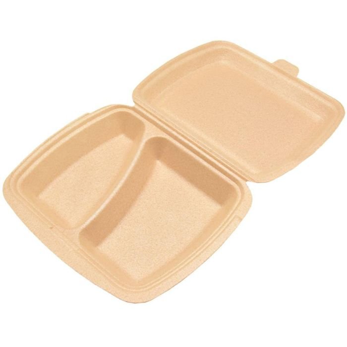 Ēdienu kārbas ar 2-iedaļām CREAM XPP 125gab.v/l. 20,65x24,1 h-6,9cm