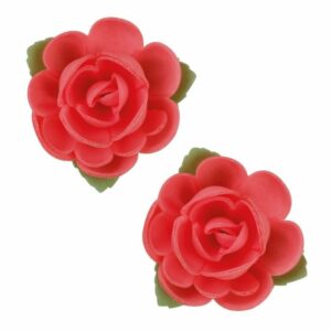 Dekori vafeļu Rozes sarkanas ar lapām, 24 gab.