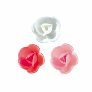 Dekori vafeļu Rozītes 30mm, 3 krāsas, 72gab.