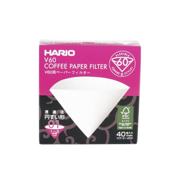 Hario V60-01 papīra filtri, 40 gab., (made in Japan)