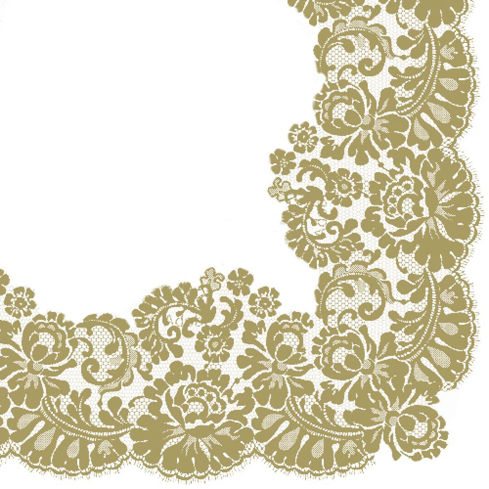 SALVETES 33x33CM, LACY FRAME GOLD, Paw Decor Collection