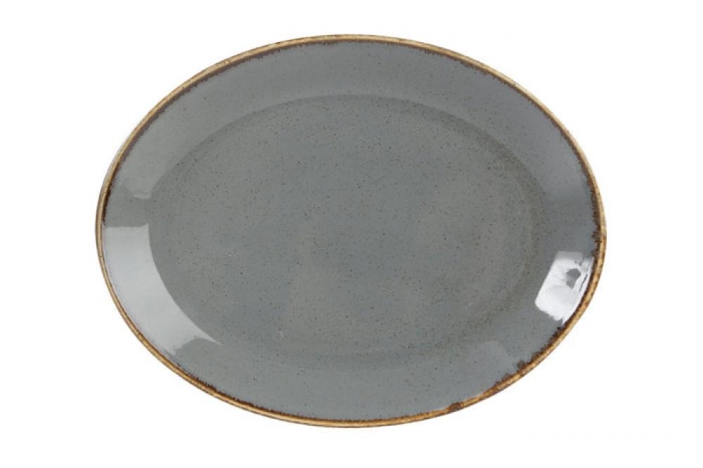 SEASONS tumši pelēks ovāls šķīvis 36cm, Porland