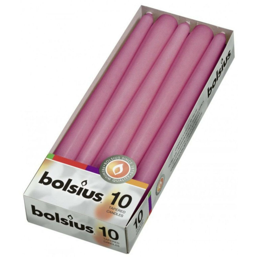 Sveces h-24.5cm,10gab,konusveida rozā